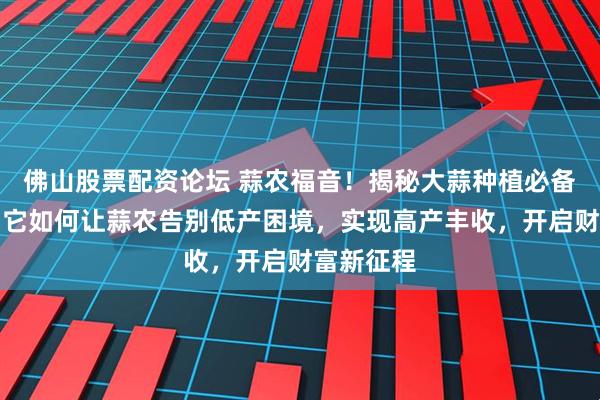 佛山股票配资论坛 蒜农福音！揭秘大蒜种植必备拌种剂，它如何让蒜农告别低产困境，实现高产丰收，开启财富新征程